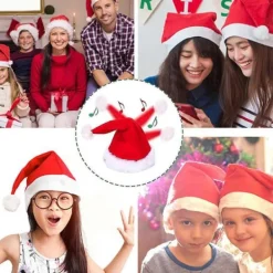 Elektrisk Jul Tomtehatt Batteridriven Rolig Skakande Dansande Sjungande Tomtehatt Jul Party Rekvisita><noscript><img width=