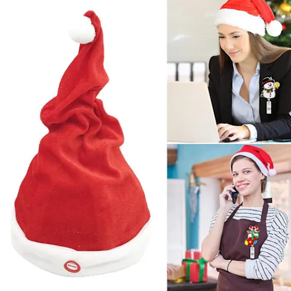 Elektrisk Jultomtehatt Batteridriven Rolig Skakande Dansande Sjungande Jultomtehatt Julpartyrekvisita> Huvudbonader