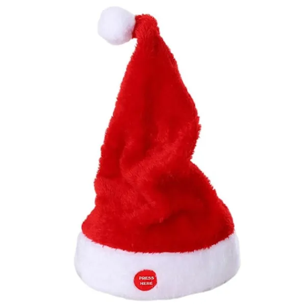 Elektrisk Jultomteluva som Sjunger och Dansar - Batteridriven Röd Plyschluva med Svingande Tomte - Juldekoration och Present> Tillbehör
