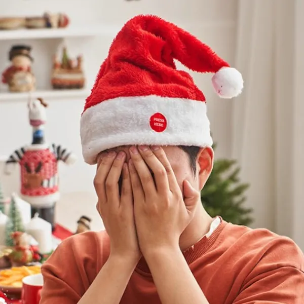 Elektrisk Jultomteluva som Sjunger och Dansar - Batteridriven Röd Plyschluva med Svingande Tomte - Juldekoration och Present> Tillbehör