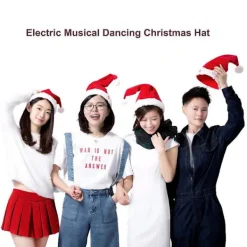 Elektrisk Musik Julhatt Magisk Dansande Sjungande Plysch Jul Justerbar Tomtehatt För><noscript><img width=