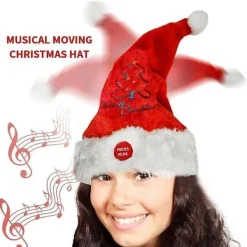 Elektrisk Tomteluva Musik Swing Tecknad Röd Plyschluva Julfestmössa A><noscript><img width=