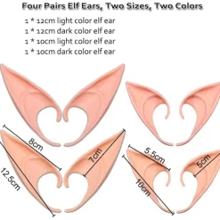 Elf öron 12cm & 10cm, (4 par latex älvöron), Elf öra cosplay, alvöron> Tillbehör