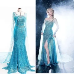 Elsa Klänning Vuxen Kvinnlig Cosplay Kostym_y M> Dräkter