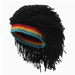 En Perukmössa Herrkepsar Hip Hop Mössa Handgjord Virkad Varm Vinterhatt Gorro Halloween Jul Födelsedagspresenter Rolig Partyperuk> Peruker