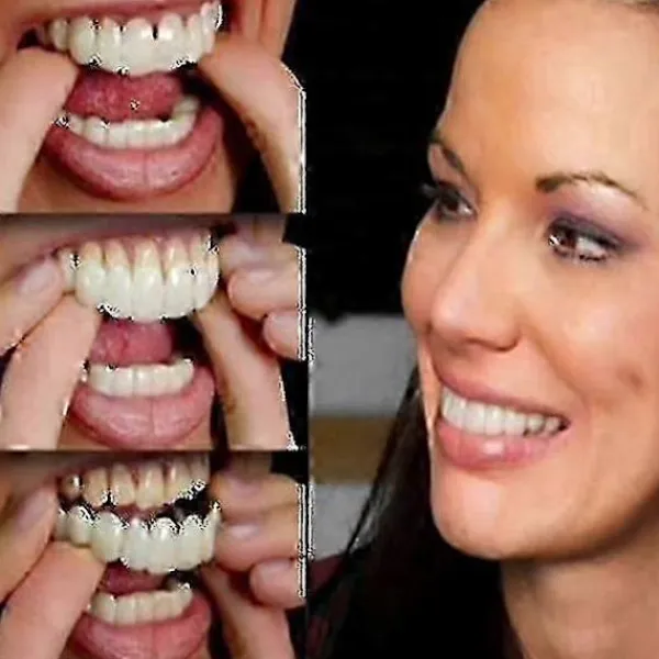 Ett par övre nedre högkvalitativa proteser Omedelbar komfort Passform Flex Kosmetiska tänder Protes Tänder Topp Kosmetisk faner Hög kvalitet> Tillbehör