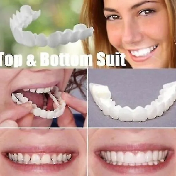 Ett par övre och nedre högkvalitativa proteser Omedelbart leende Komfort Passform Flex Kosmetiska tänder Tandprotes Tänder Topp kosmetisk faner Perfekt_max | Fyndiq> Tillbehör