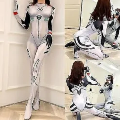 Evangelion Anime Ayanami Rei Cosplay Kostym Dam Battle Suit Bodysuit Jumpsuit Halloween Party Utklädnad -NMAOV( L)> Dräkter