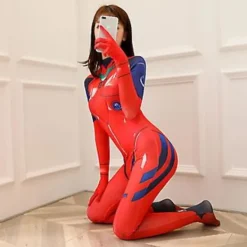 Evangelion Asuka Langley Bodysuit Kostym för Vuxna Kvinnor Anime Jumpsuit Halloween Karneval Cosplay Festkläder (2XL)><noscript><img width=