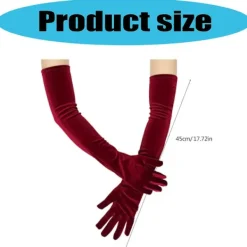 LEIGELE Extra långa sammetshandskar i vintagestil, stretchiga damhandskar för kvällen, röda kostymtillbehör (LGL)><noscript><img width=