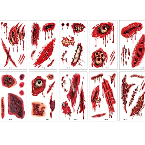 Fake Bloody Wound, Waterproof Temporary Tattoos Sticker for> Smink