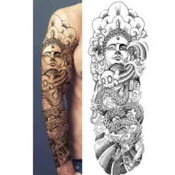 Megabilligt Fake Tattoo Sleeve Buddha> Smink