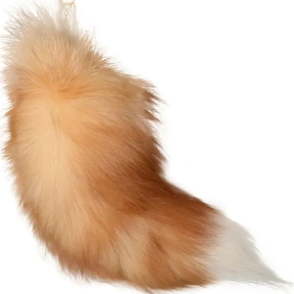 Falsk rävsvans, 40 cm djursvans, fluffig fuskpälssvans, realistisk rävsvans, nyckelring, plånboksdekoration rävsvans, rollspel, gyllene-WELLNESS> Tillbehör