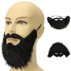 Falsk Svart Skägg Elastisk Halloween Fest Bal Rekvisita><noscript><img width=