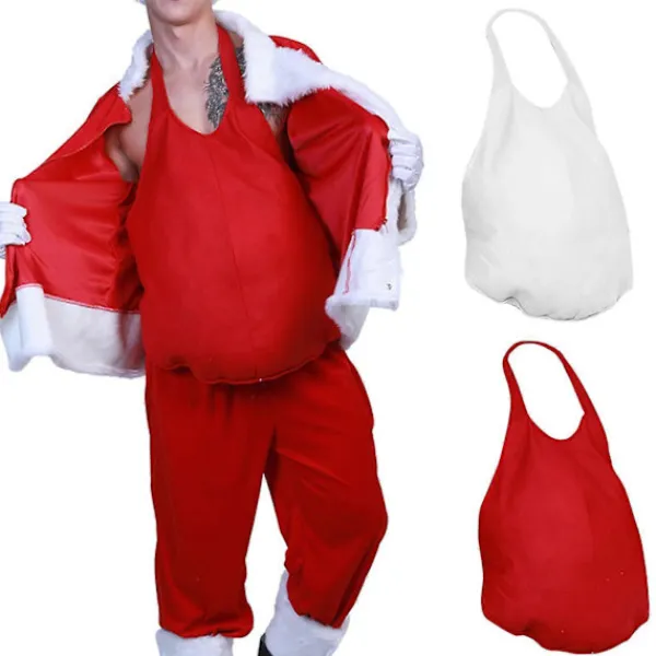 Falsk tomtemage, realistisk enfärgad tyg, bra känsla, falsk mage för julfirande, cosplay-rekvisita -Sy One Size> Tillbehör