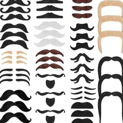 Falska mustascher, 48 stycken självhäftande nyhet falska skägg vuxna barn återanvändbara> Tillbehör