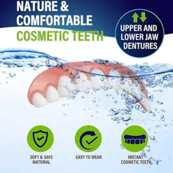 Falska tänder Kosmetiska tänder Komfort över- och underkäkeprotes Fanér Kosmetiska tänder -><noscript><img width=