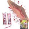 Falskt avskuret halssår med 10 ml falskt blod halloween-tillbehör> Smink