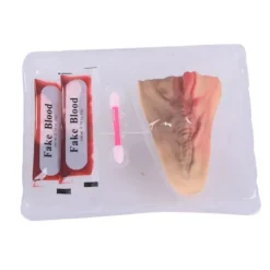 Falskt avskuret halssår med 10 ml falskt blod halloween-tillbehör><noscript><img width=