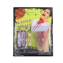 Falskt avskuret halssår med 10 ml falskt blod halloween-tillbehör><noscript><img width=