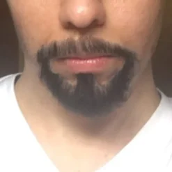 Falskt människohårsskägg för män Ett par bruna Falska mustascher Realistiskt skägg Falskt ansikte><noscript><img width=