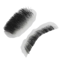 Falskt Skägg med Hög Simulation, Limrengöringslösning, Återanvändbar Svart Kostym Mustasch för Uppträdande 0.2><noscript><img width=