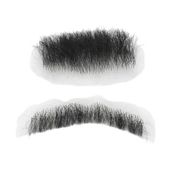 Falskt Skägg med Hög Simulation, Limrengöringslösning, Återanvändbar Svart Kostym Mustasch för Uppträdande 0.2><noscript><img width=