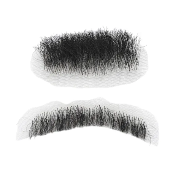 Falskt Skägg med Hög Simulation, Limrengöringslösning, Återanvändbar Svart Kostym Mustasch för Uppträdande 0.2> Smink