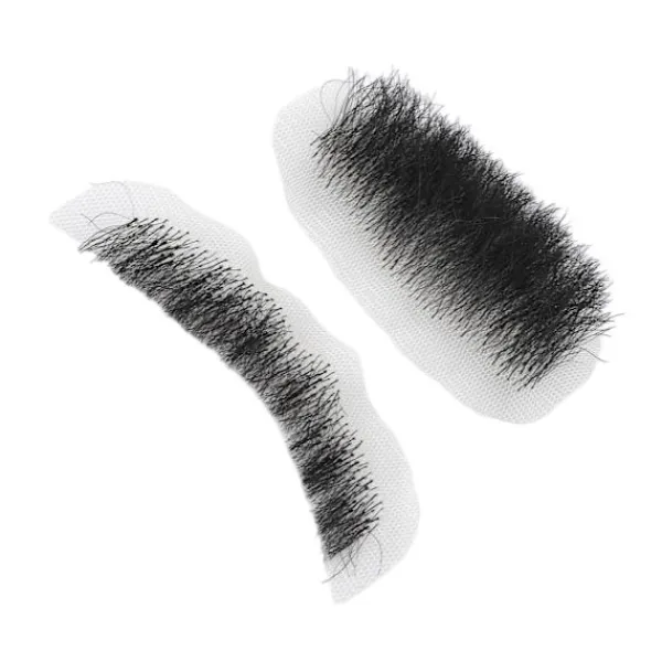 Falskt Skägg med Hög Simulation, Limrengöringslösning, Återanvändbar Svart Kostym Mustasch för Uppträdande 0.2> Smink