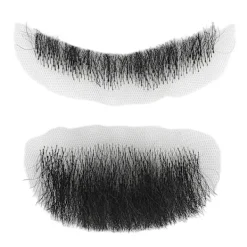 Falskt Skägg med Hög Simulation, Limrengöringslösning, Återanvändbar Svart Kostym Mustasch för Uppträdande 0.2><noscript><img width=