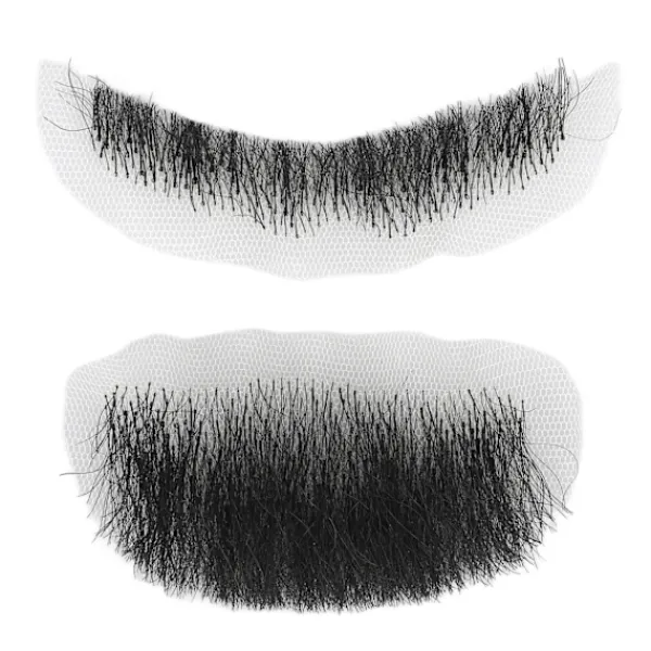 Falskt Skägg med Hög Simulation, Limrengöringslösning, Återanvändbar Svart Kostym Mustasch för Uppträdande 0.2> Smink