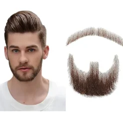 Falskt Skägg Realistiskt 100% Äkta Hår Helt Handknutet Getsskinn Brunt För Män Smink Underhållning/Drama> Tillbehör