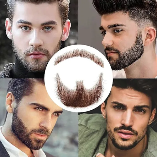 NICEGOU Falskt Skägg Realistiskt 100% Äkta Hår Helt Handknutet Getsskär svart för Män Smink Underhållning/Drama> Tillbehör