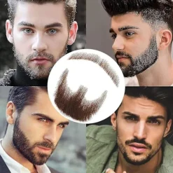 Falskt skägg realistiskt 100 % människohår full handknuten getskägg brunt för män smink underhållning/drama (hz06) - D><noscript><img width=