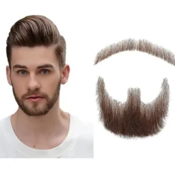 Falskt Skägg Realistiskt 100% Äkta Hår Helt Handknutet Getsskinn Brunt För Män Smink Underhållning/Drama (hz06)> Tillbehör