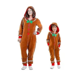AIZHENCHEN Familjens mysiga pepparkaksgubbe-jumpsuit för män, bekväm pepparkaksgubbe-onesie för julen - Perfekt barn 150CM-max barn 150CM><noscript><img width=