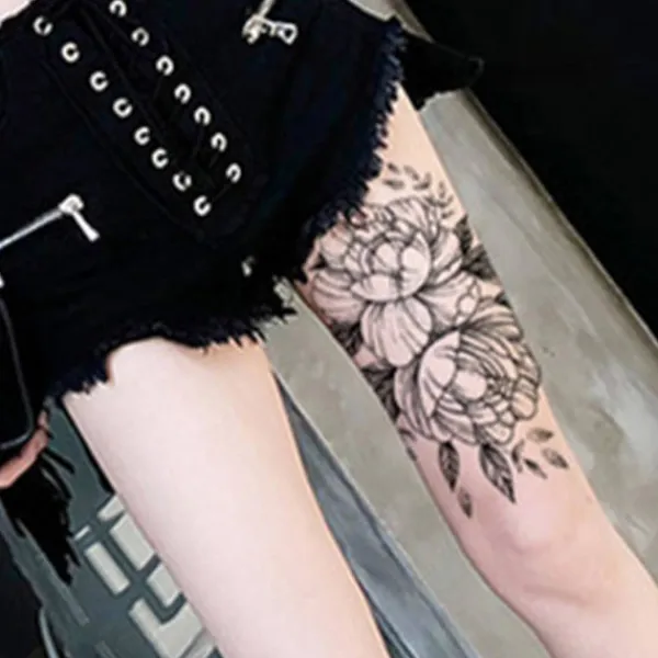 Fashion Tattoo Sticker Temporary Black Roses Design Full Flower Arm Big Fake Tattoo Sticker Body Art Decal Qinhai 2> Smink