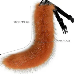 Faux pälsräv svans katt varg cosplay kostym set plysch mask fluffiga tass handskar Halloween jul(räv)><noscript><img width=