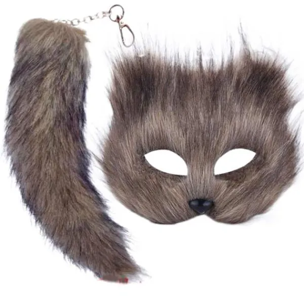 Faux Pälsrävar Svans Katter Mask Therian Mask och Svans Halloween Cosplays Fest-WELLNGS> Masker