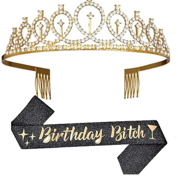Födelsedagsdrottning Skärp & Strass Tiara Kit - 21:a 30:e Födelsedagspresenter Födelsedag Skärp för Kvinnor Födelsedagsfest Tillbehör_Speciella gåvor Black | Fyndiq> Tillbehör