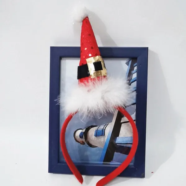 J-star Feather Tomte Hat Pannband Paljetter Xmas Hat Hårband Jul Hatt Hårbåge> Huvudbonader