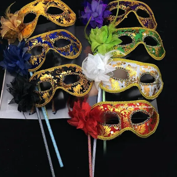 Festmasker Venetiansk maskerad BLÅ> Masker