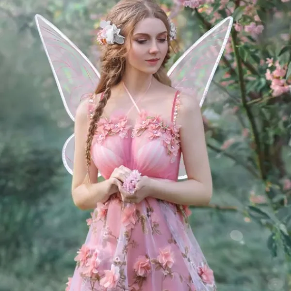 Fägringvingar för Vuxna, Fjärilsvingar för Kvinnor och Flickor Halloween Juldräkt Glittrande Änglavingar Klä Upp Party Favorit (Rosa-1)> Tillbehör