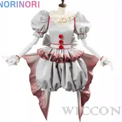 KOOLYOU Film Clown Pennywise Cosplay Kostym Genderswap Halloween Skräck Lolita Klänning Upp Kvinnor Fantasy Klänning Karneval Fest Komplett Set WIG ONLY><noscript><img width=
