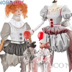 Film Clown Pennywise Cosplay Kostym Könsväxling Halloween Skräck Lolita Utklädnad Dam Fantasiklänning Karneval Party Komplett Set CostumeB and wig | Fyndiq> Dräkter