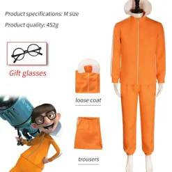 Film Rollspel Kläder Orange Jacka Byxor Glasögon Kläder Svamp Peruk Halloween Smink Kläder Set L L Costume wig glasses> Dräkter