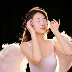 LEIGELE Fjäder Ängelvingar med Elastiska Band Cosplay Party Vingar Scenföreställning Ängeldräkter Tillbehör för Flickor Barn Vit M (LGL) S> Tillbehör