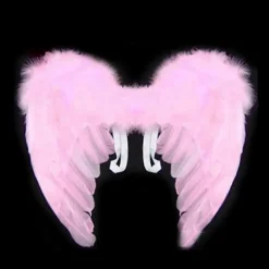 LEIGELE Fjäder Ängelvingar med Elastiska Band Cosplay Party Vingar Scenföreställning Ängeldräkter Tillbehör för Flickor Barn Vit M (LGL) S><noscript><img width=