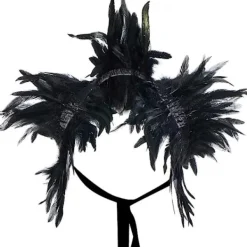 Fjädercape Fjädersjal BLÅ _YF><noscript><img width=