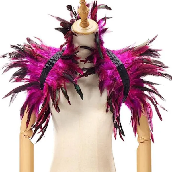 Fjädercape Fjädersjal LILA> Huvudbonader